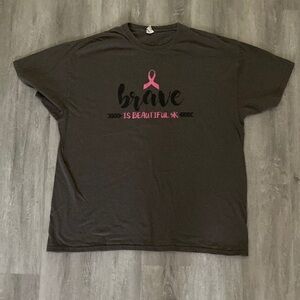 Brave is Beautiful Breast Cancer Awareness Tee XL Grey and Pink